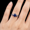 Round Blue Sapphire Cluster Ring