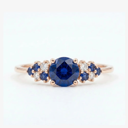 Blue Sapphire Cluster Ring
