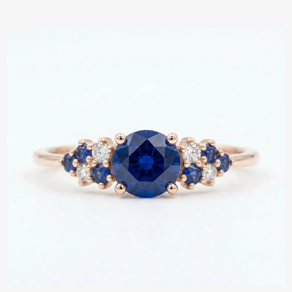 Blue Sapphire Cluster Ring