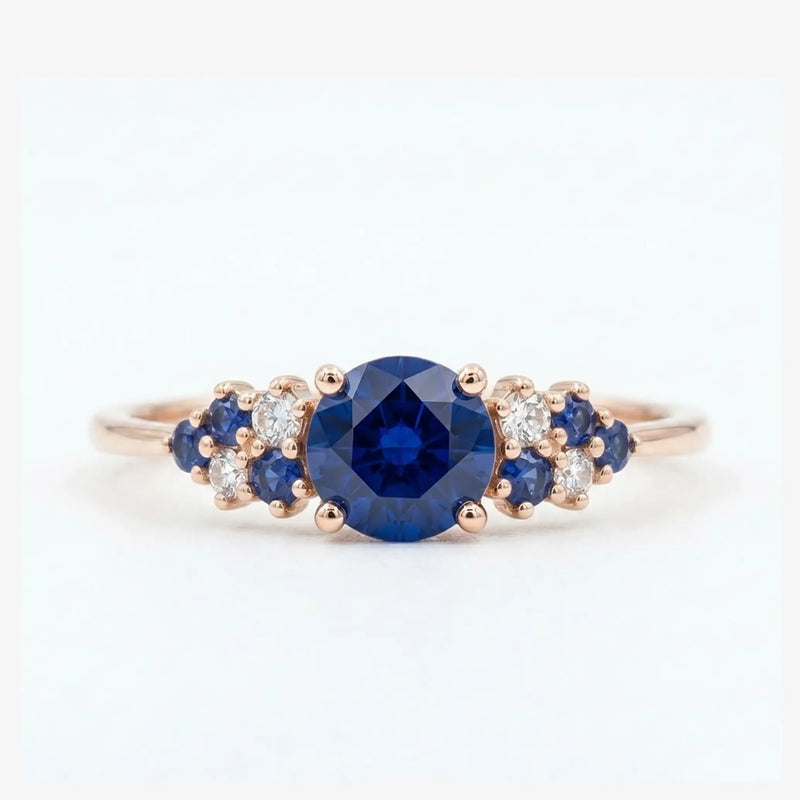 Blue Sapphire Cluster Ring